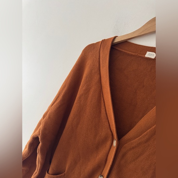 Goumi Organic Knit Button Down Cardigan Sweater Sienna Brown - Picture 3 of 7